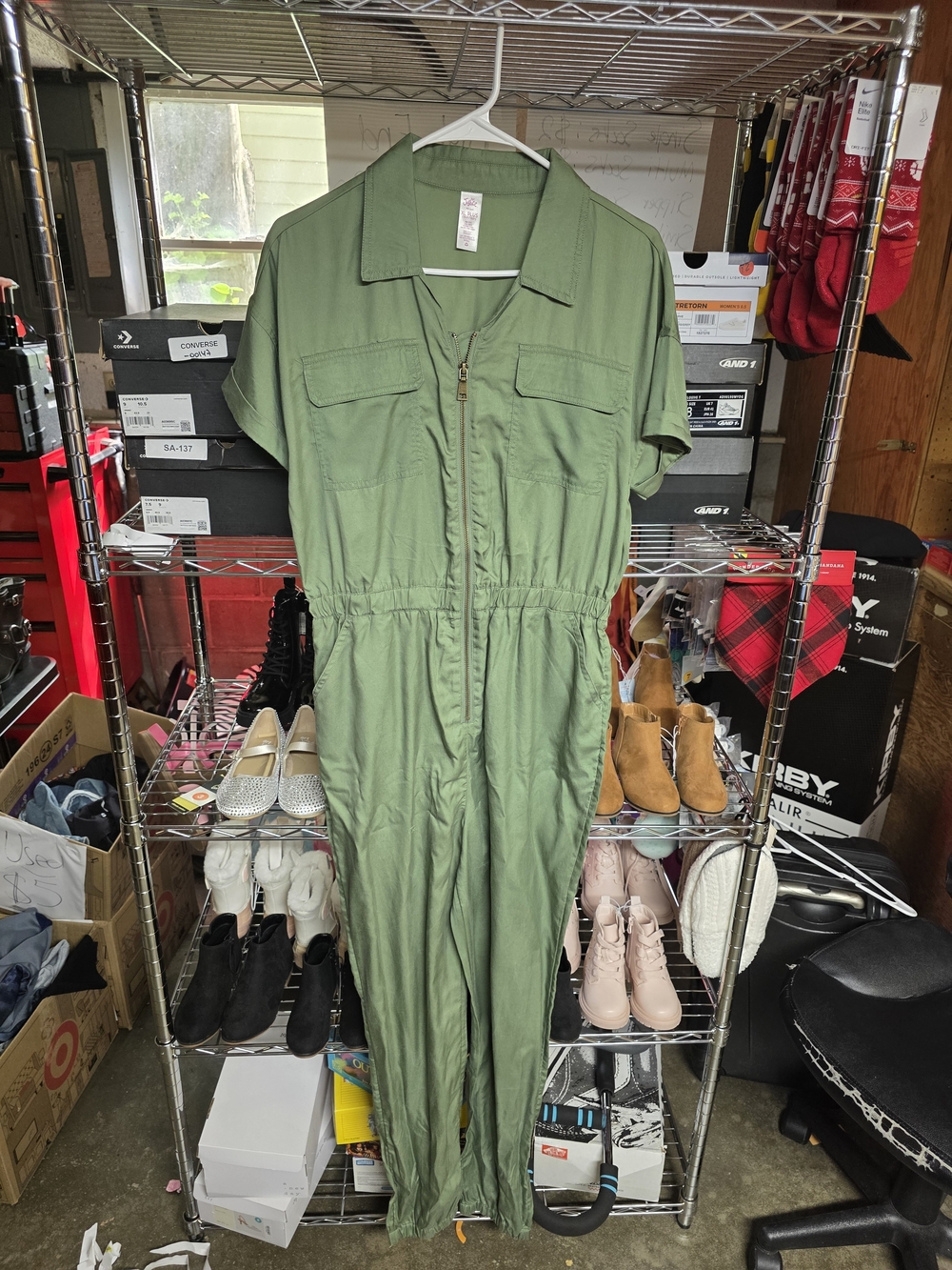 Justice Olive Green Utility Zip-Front One-Piece